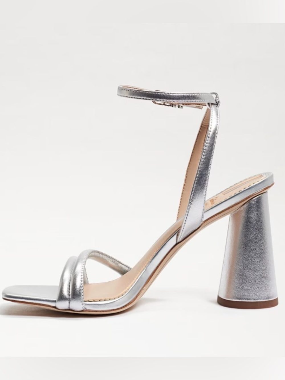 ♥️♥️ Sam Edelman Kia Block Heel Silver Metallic |  US 7M - Picture 4 of 6